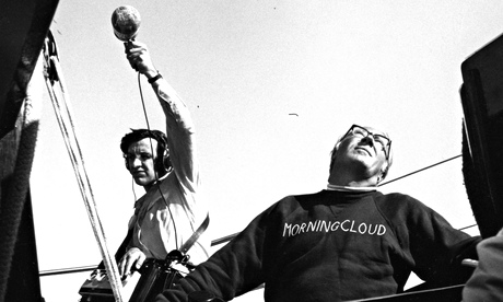 John Jordan, left, with Edward Heath during the recording of a film about the one-time Tory prime minister racing his boat, Morning Cloud