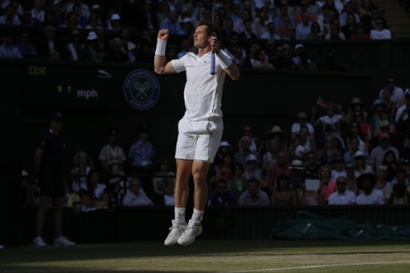 Andy Murray celebrates reaching his eighth successive quarter-final.