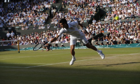 Novak Djokovic misses a return as he loses the first set.