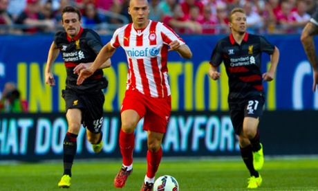 Olympiakos's Pajtim Kasami in a friendly against Liverpool