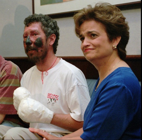 Beck Weathers and his wife, Margaret, speak after the incident, in May 1996. The couple will be played by Josh Brolin and Robin Wright in the new movie.