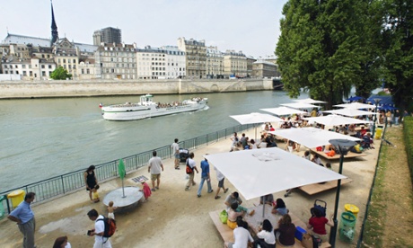 On the prom … people relaxing at Les Berges playground by the Seine