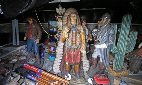 Today the barn is being used to store a number of life-size figures of cowboys and Indians, from a travelling wild west show.