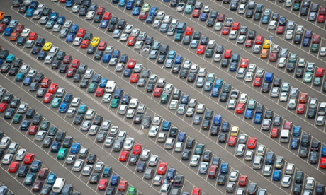 Aerial view of car park