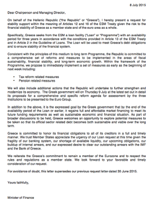 Greece's request for third bailout