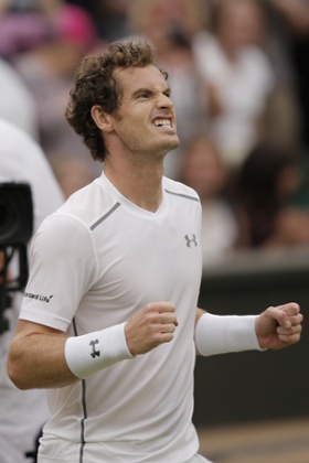 Murray looks rather pleased with his victory.