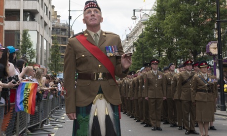 Members of the armed forces at the Pride parade in London on 27 June. 