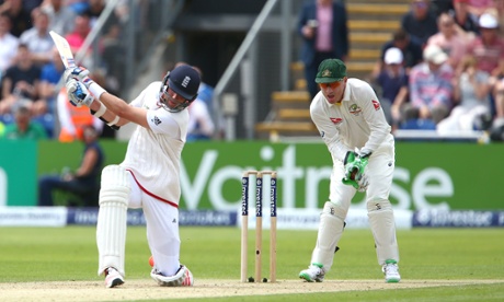 Stuart Broad of England is caught out by Brad Haddin of Australia off the bowling of Nathan Lyon.