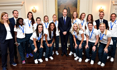 Members of England’s Women World Cup squad meet Prince William at Kensington Palace. Photograph: Wpa Pool/Getty Images
