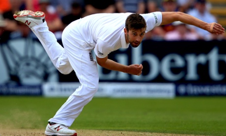England bowler Mark Wood gets in on the action.