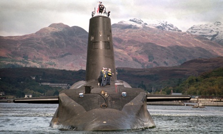 A photo of the Royal Navy’s 16,000 ton Trident-class nuclear submarine Vanguard.