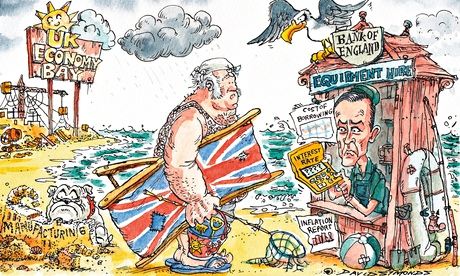 Cartoon by David Simonds showing Mark Carney calculating an interest rate rise