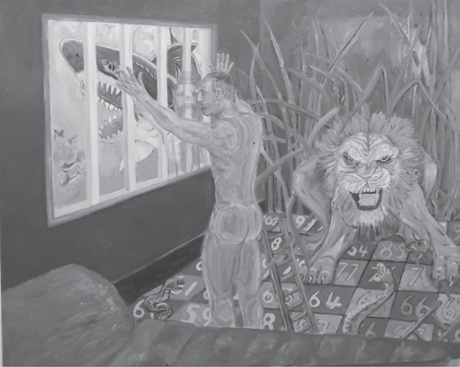 A prisoner's drawing depicting his experience in jail.