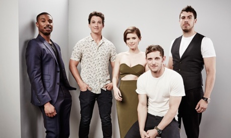Super? ... Michael B. Jordan, Miles Teller, Kate Mara, Jamie Bell and Toby Kebbell of Fantastic Four 
