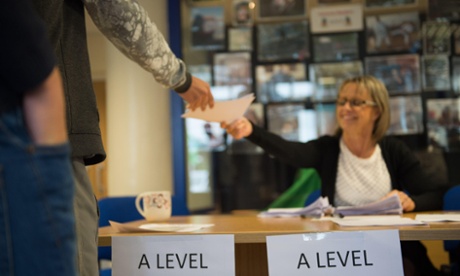 Student receiving A-level results