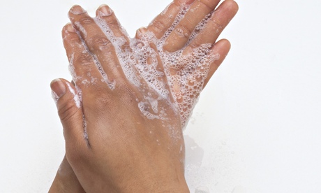 Washing hands with soap, close-up