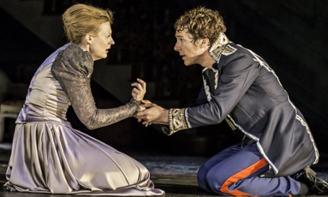 Benedict Cumberbatch with Anastasia Hille in Hamlet at the Barbican, London.