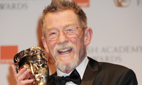 John Hurt with his 2012 Bafta award for his outstanding British contribution to cinema.