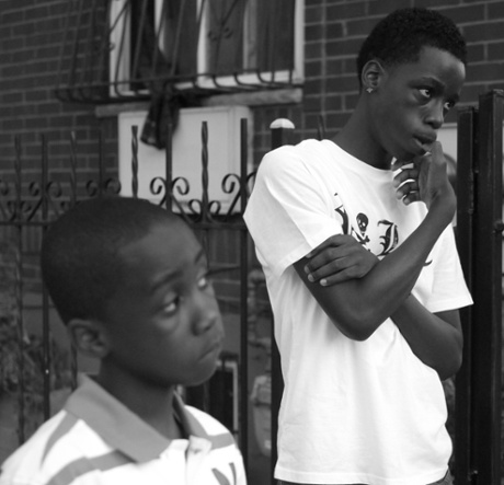 Natasha's sons, Christopher 8, and Rashawn 14, at a memorial for their brother.