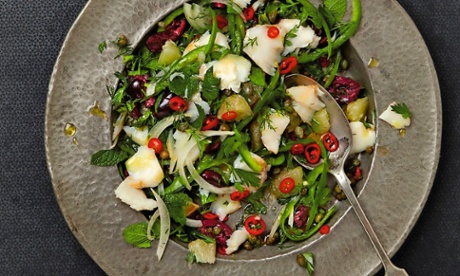Yotam Ottolenghi's salt cod and green pepper salad: 'Serve straight away.'