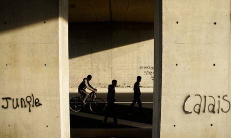 Migrants in Calais at the area dubbed the Jungle.