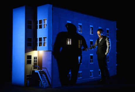 Robert Lepage with a model of the 887 set.