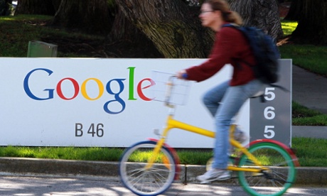 bike infront of google sign