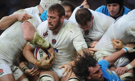 In the thick of it: Chris Robshaw holds his own against Italy at Twickenham in this year’s Six Nations .