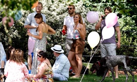 Park life: with girlfriend Camilla Kerslake in Battersea Park, London.