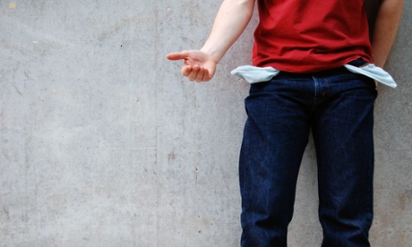 Young man with pockets turned out