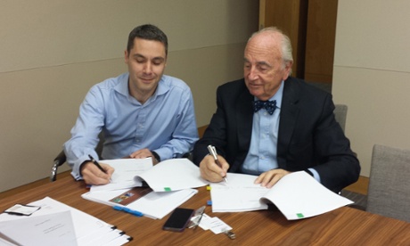 Straight and narrow: with Lord Young, doing the paperwork to sell KashFlow.