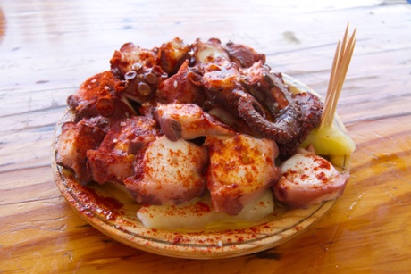 Galician octopus tapas are everywhere in Vigo.