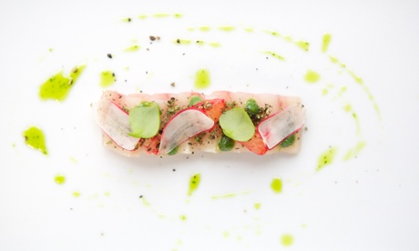 Hamachi 'shashimi' with cannabis dressing.