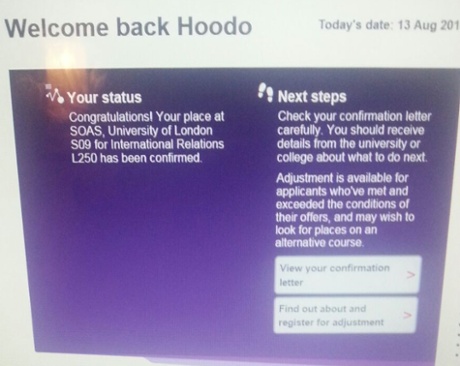 Here's how Hoodo Richter, of Ellen Wilkinson School for Girls, found out she'd been accepted by SOAS