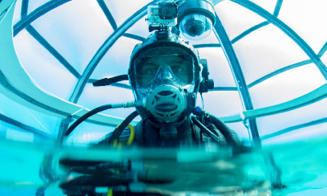 A diver visits one of the Nemo’s Garden growing pods.