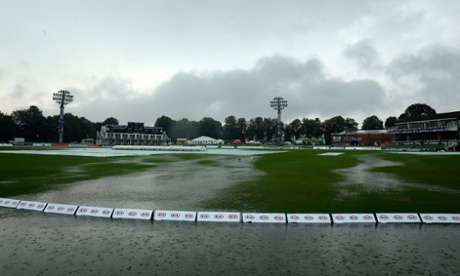 The flooded outfield at The Spitfire Ground.