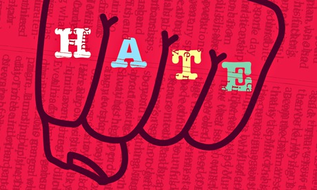 Letters illustration 'Hate' on Knuckles with red background