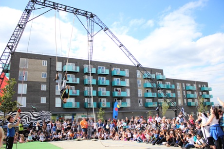 The NoFit State Circus performs at the Rivergate Centre, at the heart of the sprawling development.