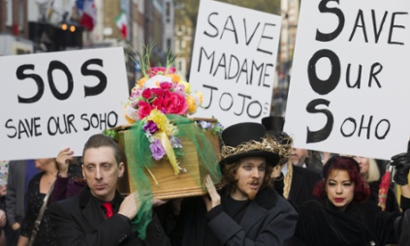Demonstrators protest against the closure of Madame JoJos, in 2014.