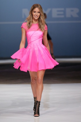 Jennifer Hawkins in Alex Perry. 
