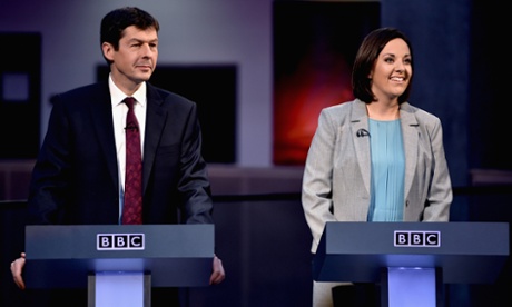 The contenders for the Scottish Labour leadership, Ken Macintosh and Kezia Dugdale, during a BBC Scotland debate in July.