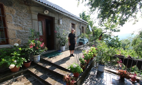 Floria in the garden at her homestay in the village of Dardhe.