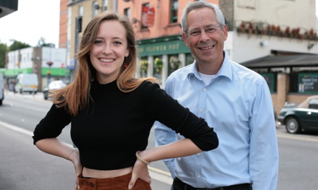 Tim Gill and his daughter, Rosa, near their home, Walthamstow.