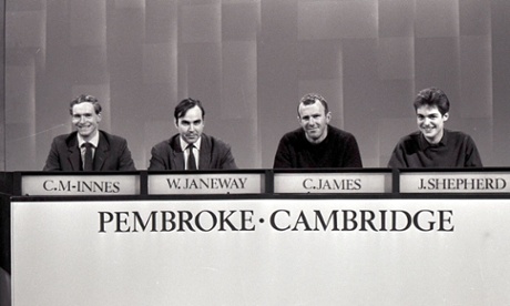 University Challenge panel in black and white
