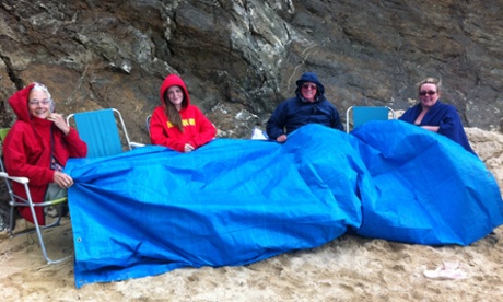 British beach perseverance at Trevone, in Cornwall.