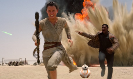 Daisy Ridley’s Rey and John Boyega’s stormtrooper Finn in Star Wars: The Force Awakens