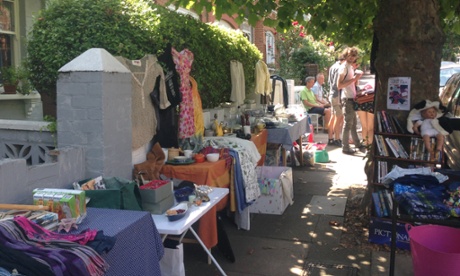 Stalls spill out on to the street.