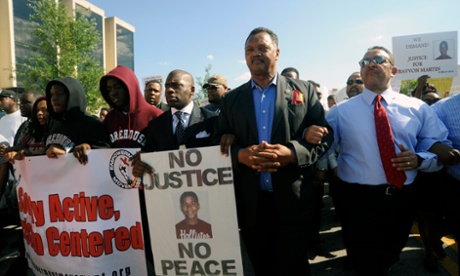 Jackson at a protest march over the death of Trayvon Martin in Florida in 2012.