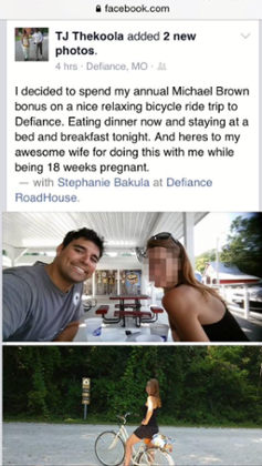 The post on the officer’s Facebook page