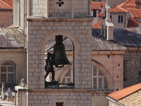 Dubrovnik bell ringers. We are still on the city walls here but rather than another wide-angle shot, I have focused in on a detail. The roofs peeking in from the background give the picture context but picking out a detail can help to capture the sense of place. What I particularly like (and suspect I didn't notice at the time) is the fact that the bell ringers are being watched by the statue in the lower left corner of the image. This gives the picture a story - albeit an imagined one.
